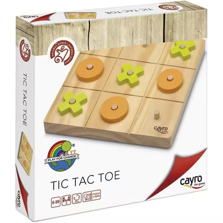 Cayro - Tic TAC Toe - + 6 Años - Modelo de Madera - Juego de Mesa para Niños y Adultos - 3 en Raya Decorativo - Fichas Verdes y Naranjas - 2 Jugadores Referencia: 680 - 1