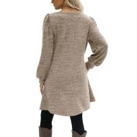 Vestido Casual Para Mujer De Color Sólido Con Botones Manga Larga Cuello Redondo A-Line Largo Hasta La Rodilla Fashion - details 33