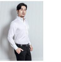 Camisa De Hombre De Alta Gama Con Botones De Cristal Cuello Alto Manga Larga Elástica Para Negocios Y Ocasiones Casual - details 2