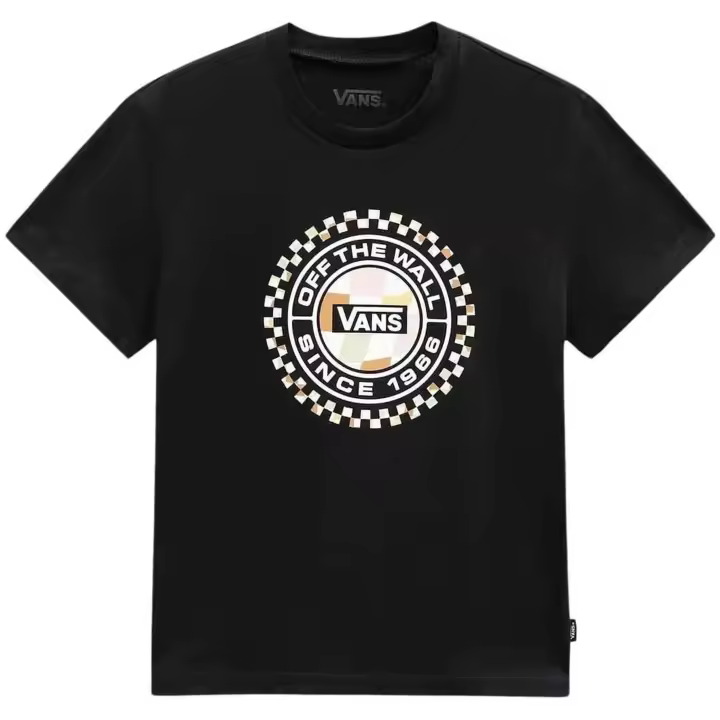 Camiseta de Manga Corta Vans Checkercircle Crew para niños unisex en color negro - 1