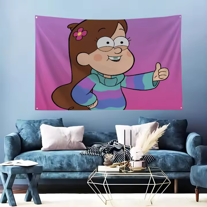 Bandera De Trabajo De Gravity Falls Para Decoración De Habitaciones Y Exterior Material Poliéster Estilo Colgante Sin Personalizar - 1