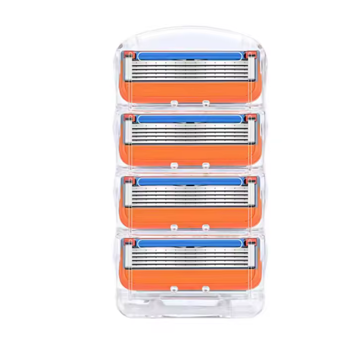 Afeitadora manual de cinco capas para hombre, color naranja, haz afilado de 5 capas, cabezal de 5 hojas - 1