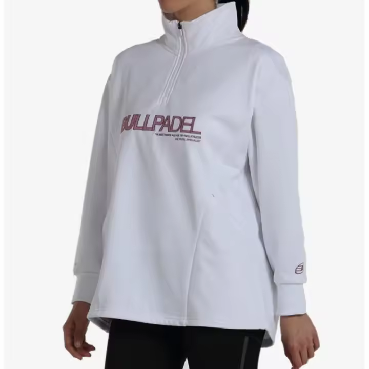 SUDADERA BULLPADEL INANE BLANCO - Color: Blanco, Sudadera de mujer de corte amplio y largo, Tejido técnico, Poliéster. - 1