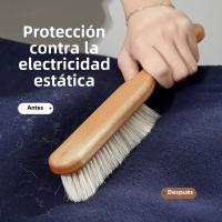 Mango de onda Cepillo de ropa de madera de haya Cepillo de limpieza del hogar de pelo de caballo blanco Cepillo de limpieza antiestático CleanLaundry - details 0