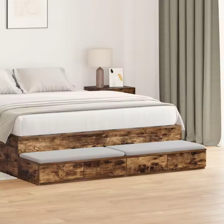 Cajones de Cama vidaXL Roble Ahumado 135x36.5x16.5 cm Madera Ingenierada - 1