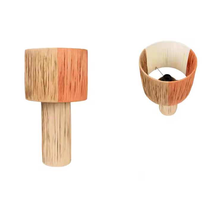 LAMPARA BASE NATURAL PANTALLA COLORES CUERDA HM1131 FIJALO - 1