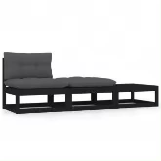 VIDAXL 805769 conjunto de muebles de exterior con cojines gris fabricado en madera de pino maciza - 1