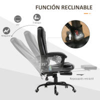 Vinsetto Silla de Oficina con 7 Puntos de Masaje Silla de Masaje Giratoria Silla de Escritorio con Reposapiés Retráctil Altura Ajustable Control Remoto y Tejido de PU Negro - details 4