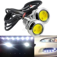 2Pcs DRL 18MM Lámparas De Ojo De Águila Para Coche Con Carcasa De Plata LED De Día Para Automóviles Luz De Parada Retroiluminación Universal 12V 9W - details 0