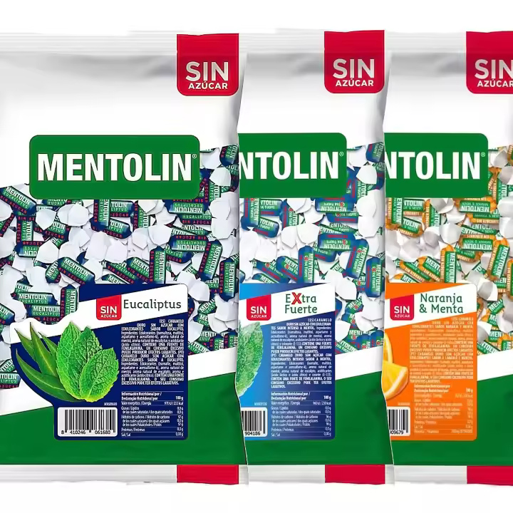 MENTOLIN PACK 3 Kg caramelos sin azúcar para la tos Eucaliptus & Extra Fuerte & Naranja - 1