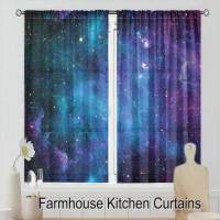 Cortinas Modernas De Galaxia Cósmica 3D Para Sala De Estar Dormitorio Estudio Decoración Cocina 2 Paneles Con Impresión De Estrellas - details 1