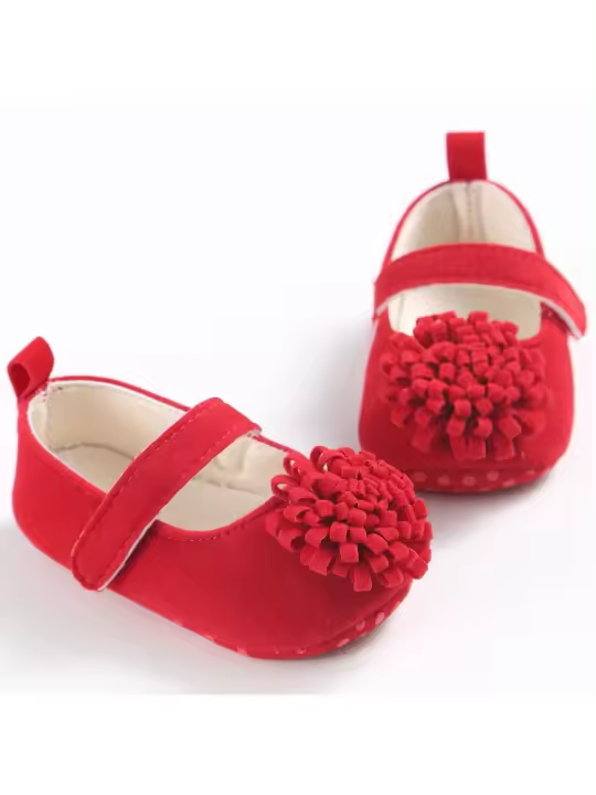 Zapatos De Bebé Para Niñas Mary Jane Con Lazo Y Adorno Floral Antideslizantes Y Transpirables Para Todas Las Estaciones - 1