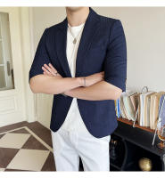 Traje De Verano Para Hombre 2025 De Alta Calidad Con Mangas De Siete Puntos Estilo Moderno Y Elegante Talla M-5XL Azul Rayado Transpirable Y Fresco - details 18