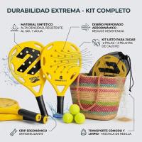 Set de Palas de Playa DEVESSPORT – 2 Raquetas de Alta Resistencia con Diseño Aerodinámico, 3 Pelotas de Caucho y Bolsa de Transporte de Rejilla – Kit de Juego para Playa, Piscina y Jardín - details 3