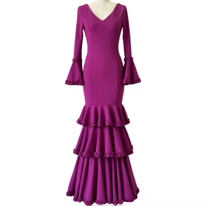 VESTIDO FLAMENCA  LICRA FABRICADO EN    ITALIA . TALLAS XS/S 34/36 - 72CM 60CM 76CM . M/L  38/40 - 80CM 68CM 84CM . XL/XXL  - 42/44/46 - 92CM 80CM 96CM .6XL 52/54/56 -118CM 100CM  LARGO 150CM - 1