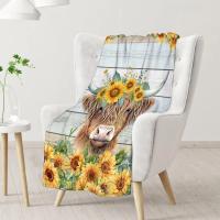 Manta De Peluche Suave Highland Cow Para Niñas Regalo Cálido Para Cumpleaños Y Graduación Amarilla Manta De Viaje Rectangular Antipelusa Para Adultos Uso En Picnic Y Viaje - details 1