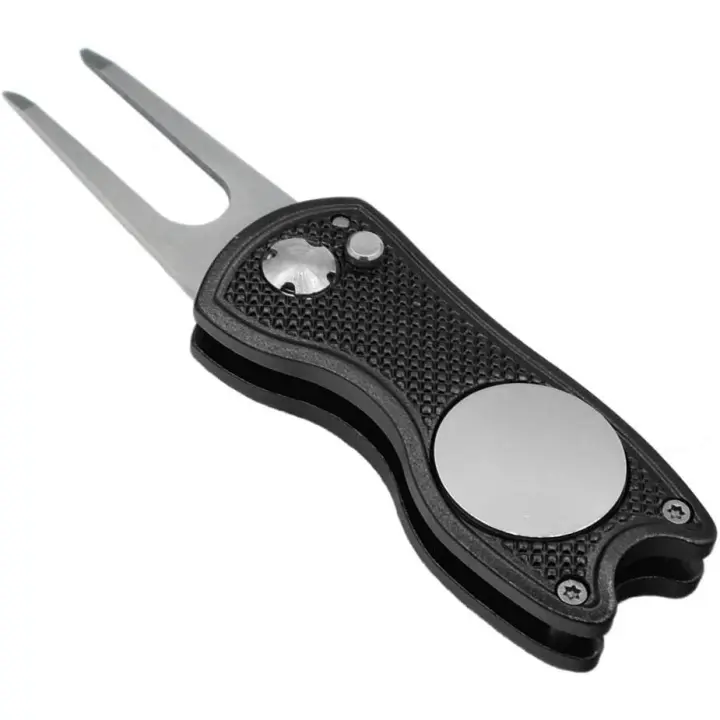 Herramienta de reparación de divot de golf con botón emergente y marcador de bola magnética, Ligero, portátil, mini herramienta de reparación de Divot - 1