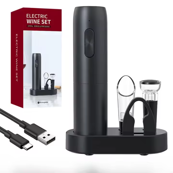 Abreventanas Eléctrico Automático Para Botella De Vino Con Cortador De Sellado Y Base Herramientas Para Cocina Bar Fiesta - 1