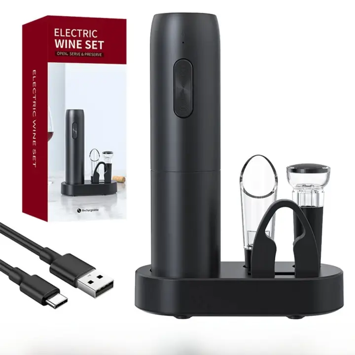Abreventanas Eléctrico Automático Para Botella De Vino Con Cortador De Sellado Y Base Herramientas Para Cocina Bar Fiesta - 1