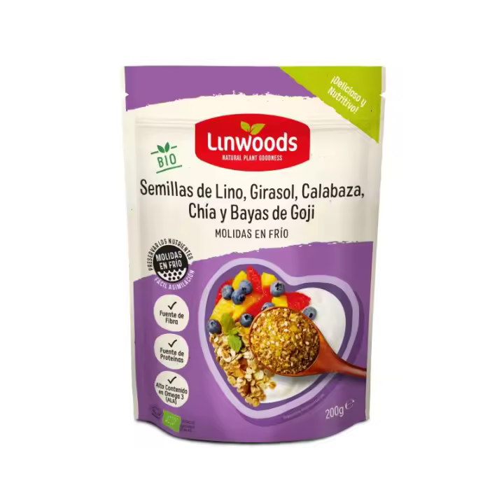 Semillas de Lino, Girasol, Calabaza, Chía y Bayas de Goji Molidas Bio 200 g - 1