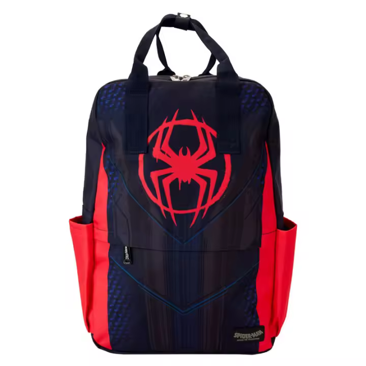 Mochila nylon Traje Miles Morales Spider-Verse Marvel Loungefly 43cm. Mochila ergonómica con amplio espacio. Diseño resistente y versátil para llevar tus pertenencias con estilo. - 1