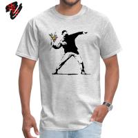 Camiseta Hombre Banksy Flower Thrower 100% Algodón Casual Estilo Rebelde Arte De Calle Talla Grande Camiseta Graphic Transpirable Ligera Secado Rápido - details 5