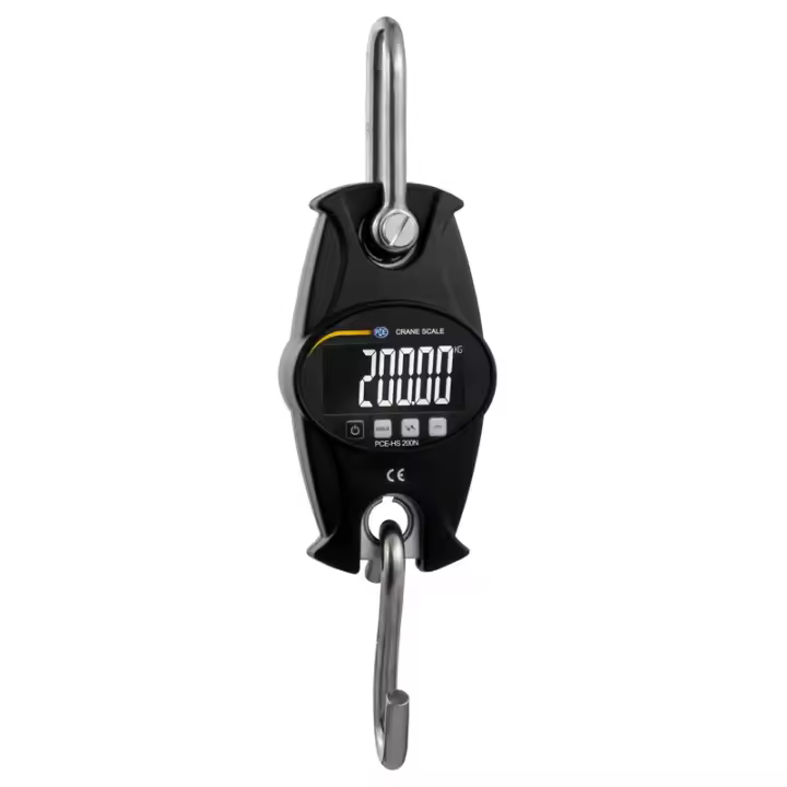 Balanza colgante con carcasa metálica / Rango de pesaje: 0 ... 200 kg / Desconexión automática tras 15 minutos de inactividad / Alimentación por pilas / Función "HOLD" / Altura dígitos: 22 mm / Unidades: kg, lb, N / PCE Instruments - 1