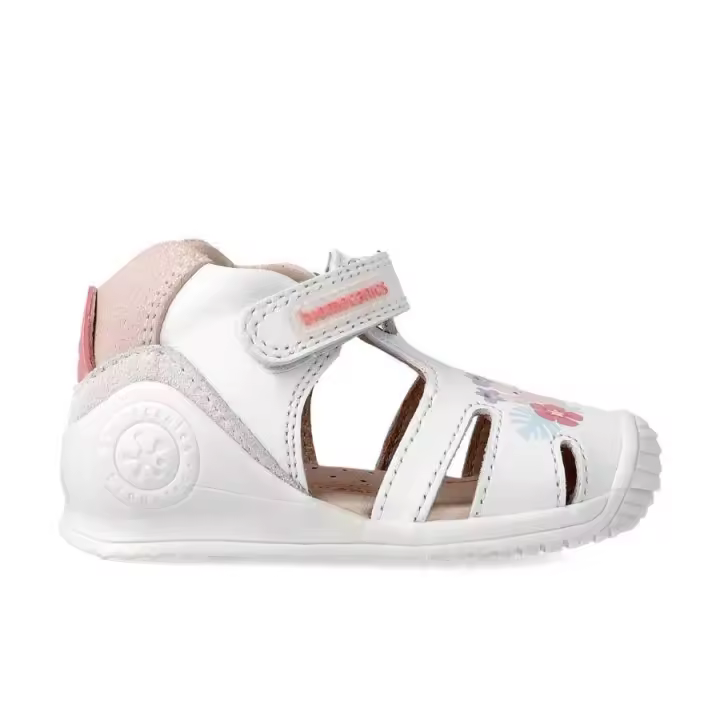 Biomecanics Sandalias Daphne Piel Blanca Niña - Estampado Cactus y Flores - Biogateo - Talla 18 a 24 - 1