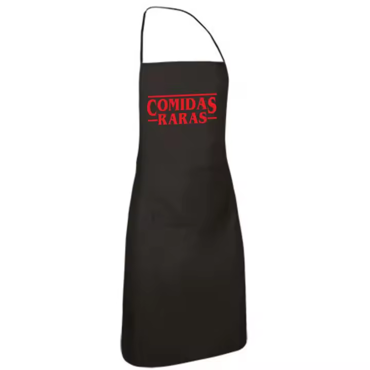 Delantal de cocina de Sarga - Comidas Raras - Marca Valento - Con peto y bolsillo - Resistente y duradero - 1