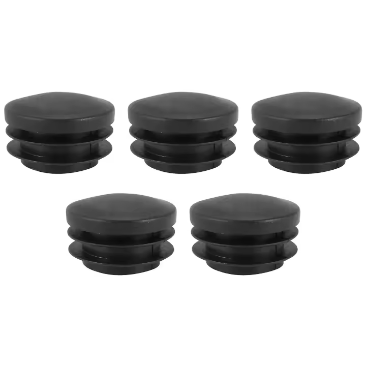Black Plastic 35mm Dia Blanking End Caps Round Tube Insert 5 Pcs - 1