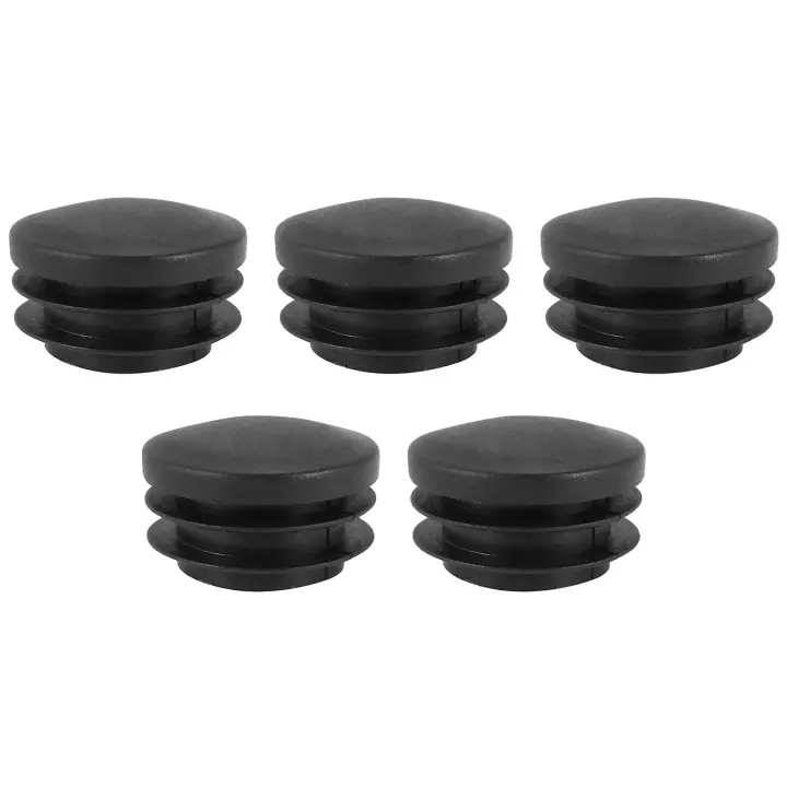 Black Plastic 35mm Dia Blanking End Caps Round Tube Insert 5 Pcs - 1