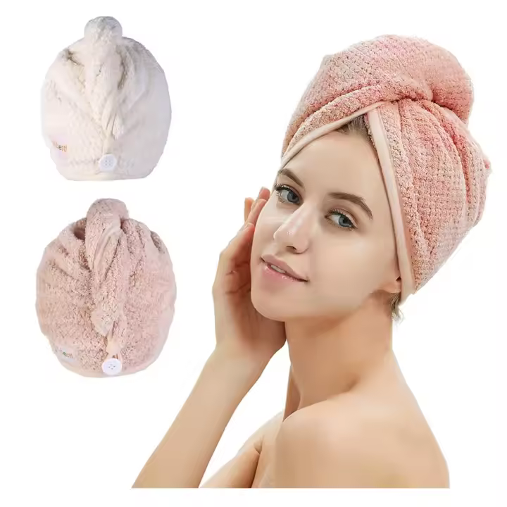 Turbante de toalla para el Cabello, toalla de microfibra para secar El Cabello - 1