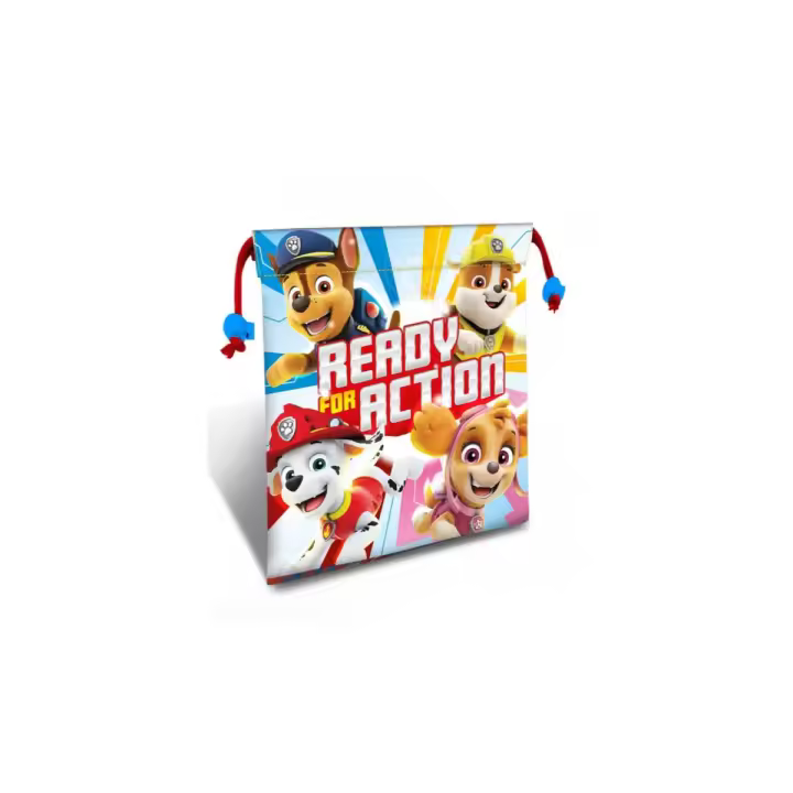 Paw Patrol - Bolsa almuerzo saco de cuerdas 22x22 cm para niños y niñas, ideal para colegio, parque o excursiones, resistente y fácil de limpiar - 1