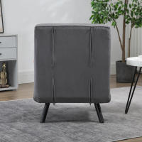 Sofá individual con función de Cama, Reclinable con respaldo ajustable, Exterior de terciopelo, Gris Oscuro - details 4