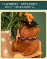 Muñeco De Peluche Capybara Con Disfraz De Graduado Regalo Commemorative Para Estudiantes Con Sombrero Doctoral Juguete De Algodón PP - details 7