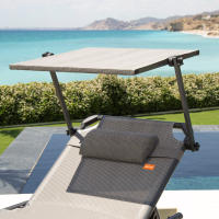 Aktive - Tumbona de playa plegable, color gris, 193x67x48/96 cm, altura XL, peso máximo 100 kg, reclinable 5 posiciones, cojín acolchado, toldo ajustable, topes antivuelco, aluminio y textileno, fácil transporte con asa - details 5