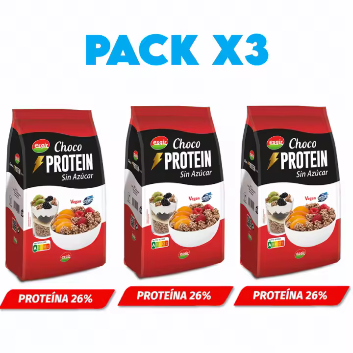 PACK X3 CEREALES CHOCO PROTEIN SIN AZÚCAR (3 X 250G) - Esgir - 1