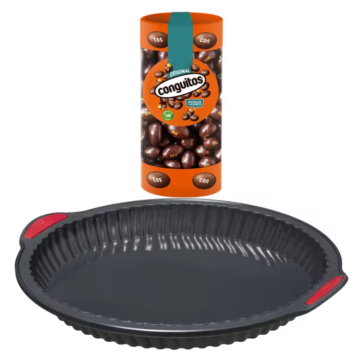 Pack repostería:Conguitos Bote 190 G+Silitop" molde de silicona para tarta 26 cm negro rojo - 1