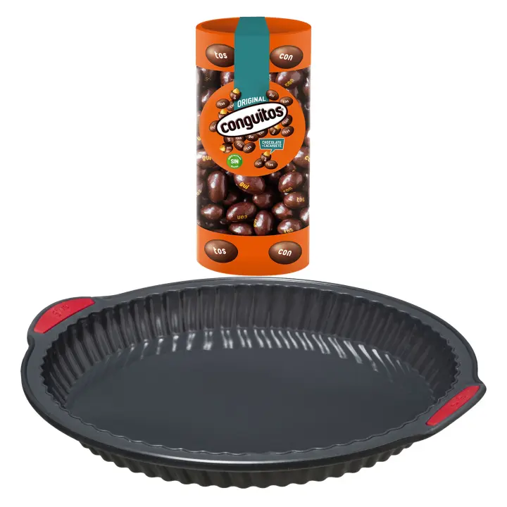 Pack repostería:Conguitos Bote 190 G+Silitop" molde de silicona para tarta 26 cm negro rojo - 1