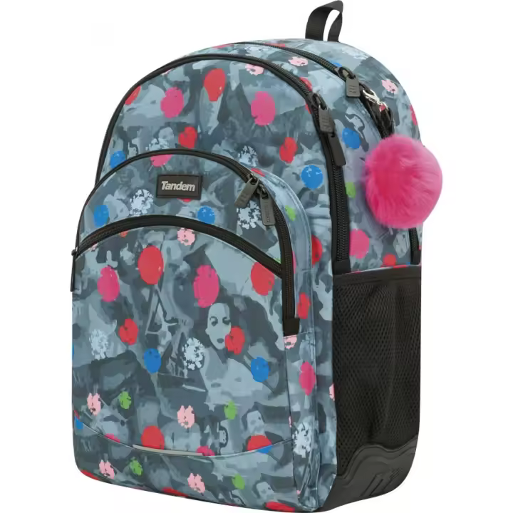 Mochila Escolar Tandem Andy Warhol Sportandem - Varios Colores - Dos compartimentos, adaptable a carro - 1