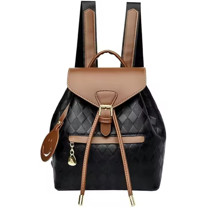 Mujer Mochila Pequeña de PU Cuero, Bolsa Casual de Cuerda Antirrobo, Mochila Escolar Elegante Vintage Impermeable para Oficina Escuela Viaje - 1