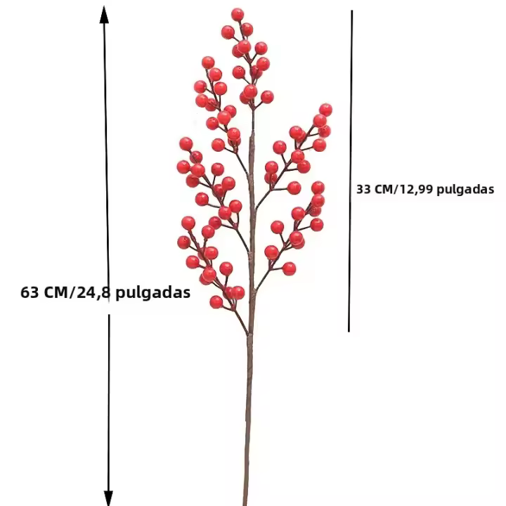  Flores Artificiales Rojas Y Bayas De Cerezo Para Adornos De Navidad DIY Corona De Navidad Decoración De Hogar Para Año Nuevo 2025 - 1