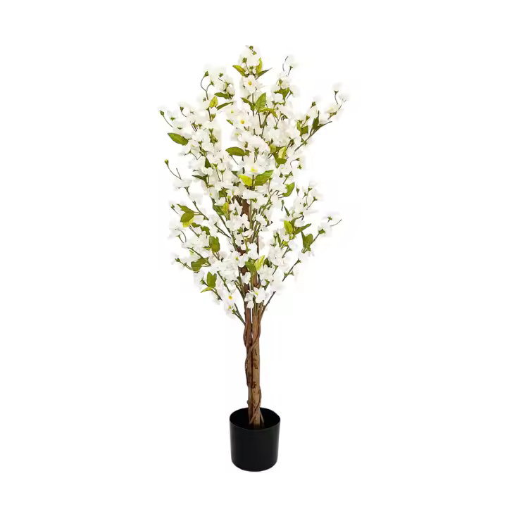 Acomoda Textil – Planta Artificial Decorativa con Macetero Elegante para Hogar, Jardín, Comercio y Oficina. Planta Sintética Resistente para Interior y Exterior Sin Cuidados. (Almendro Blanco, 120 cm) - 1