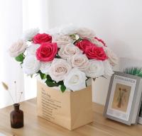 10pcs Flores Artificiales De Rosa Con Cuernos En Hot Pink Para Decoración Interior Y Bodas Belleza Súper Floral De Silicio - details 3