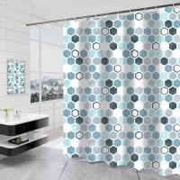 Cortina de Ducha Azul Lavable de Poliéster, con Anillo de Plástico 180x200 cm,para Ducha o Bañera - details 1