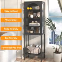 Gabinete Estantería Metal with Puerta de Vidrio Temperado | 5 Grados + 3 Estantes Ajustables | Estructura Robusta para Cocina, Comedor, Sala y Baño | Dimensiones 160x50x35 cm - details 7