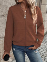 Chaqueta De Cierre De Cremallera De Color Sólido Para Mujer Estilo Casual Y Moda Durable Y Lujosa Para Otoño E Invierno - details 16