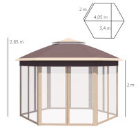 [Tienda de Jardín seleccionada]🎁] Hexagonal 4x4 m with Funda impermeable y UV, Doble Techo, rejillas de ventilatón, Bolsa de Transporte, poliéster beige Y CAFI - details 6