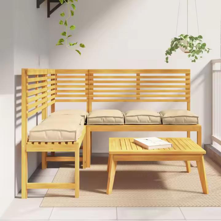 Cojín exterior vidaXL Juego de 6 Beige Poliéster 40 x 40 x 8 cm - 1