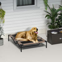 PawHut Cama Elevada para Perros Cama de Mascotas con Malla Transpirable y Tela Oxford para Exterior Interior Aire Libre Jardín Terraza Marrón - details 1